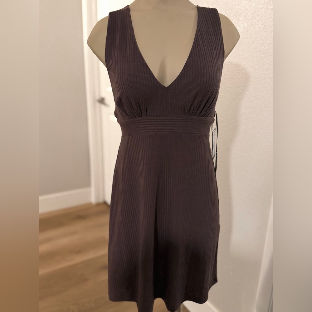 Volcom Ribbed Island Bopper Dress in Brown Taupe